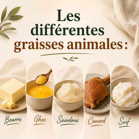 Les différentes graisses animales : beurre, ghee, saindoux, canard, suif