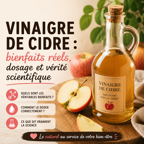 Vinaigre de cidre : bienfaits réels, dosage et vérité scientifique