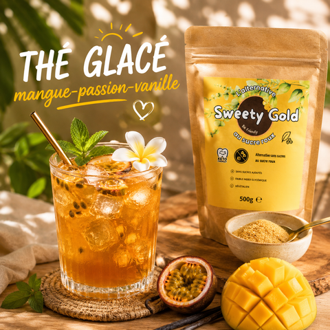 Recette du thé glacé mangue-passion-vanille sans sucres ajoutés !