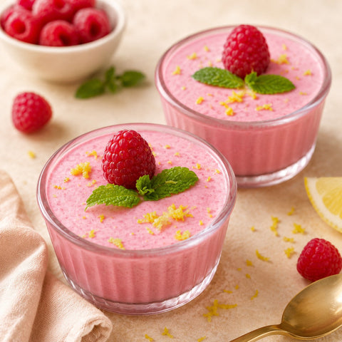 Recette de la mousse framboise fizz keto, citron twist & menthe swing !
