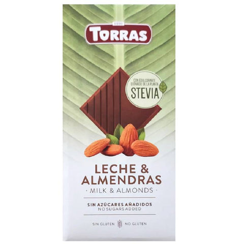 AB204 - Torras - Chocolat au lait et amandes stévia 125 g - Délices Low Carb