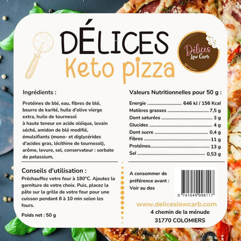 Délices Low Carb, base à pizza keto - 50 g - Délices Low Carb