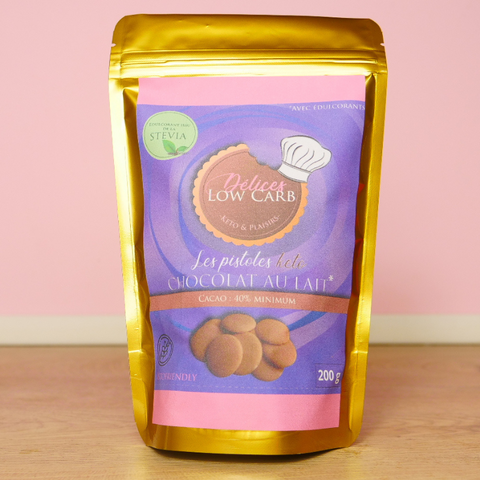 Délices Low Carb, les pistoles keto chocolat au lait, 200 g - Délices Low Carb