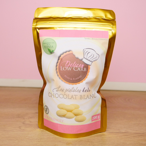 Délices Low Carb, les pistoles keto chocolat blanc, 200 g - Délices Low Carb