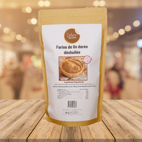 Délices Low Carb, Farine de lin doré dégraissée - Délices Low Carb