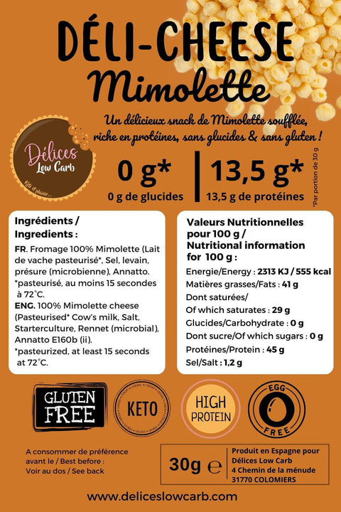 Déli-Cheese - Mimolette 30 g - Délices Low Carb - Délices Low Carb