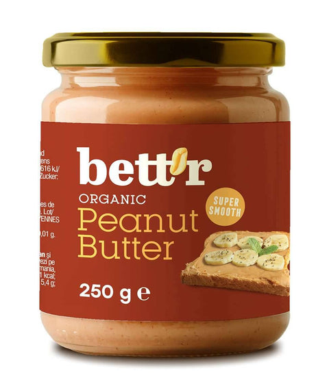 BETTR, Beurre de Cacahuètes Bio smooth - 250 g - Délices Low Carb