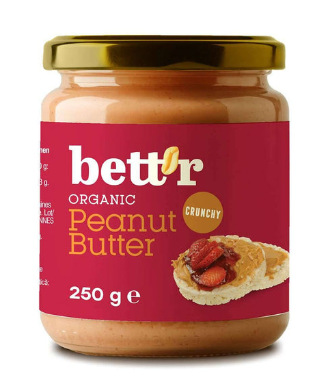 BETTR, Beurre de Cacahuètes Bio crunchy - 250 g - Délices Low Carb