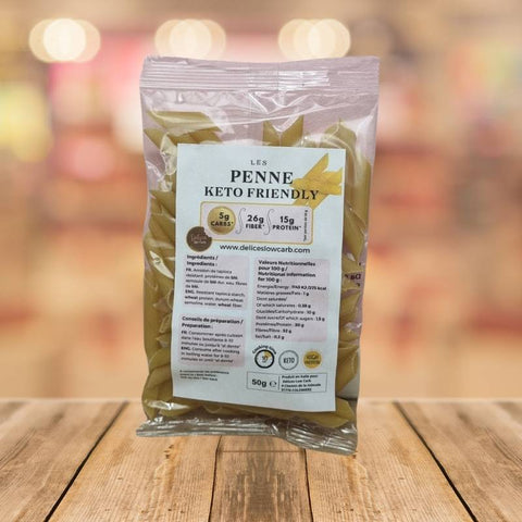 Penne keto protéinées Délices Low Carb 50g, pâtes low carb à 5g de glucides nets
