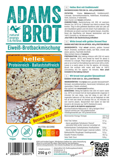 Adams Brot Helles 250 g - Délices Low Carb