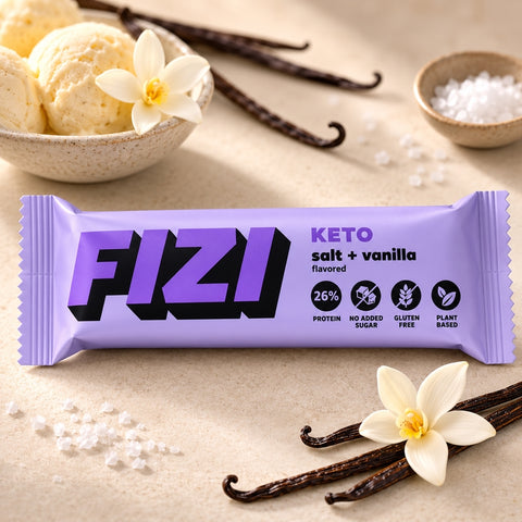 FIZI - Barre protéinée keto Sel & Vanille, 45 g