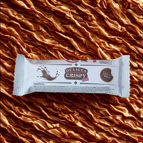 Barre Crispy au lait keto Délices Low Carb 30 g, chocolat au lait croustillant sans sucres ajoutés