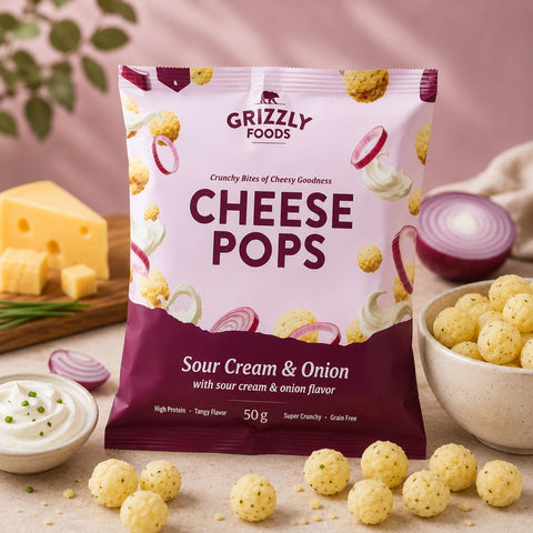 Cheese Pops Sour Cream & Onion Grizzly Foods – 47% Protéines(50 g)
