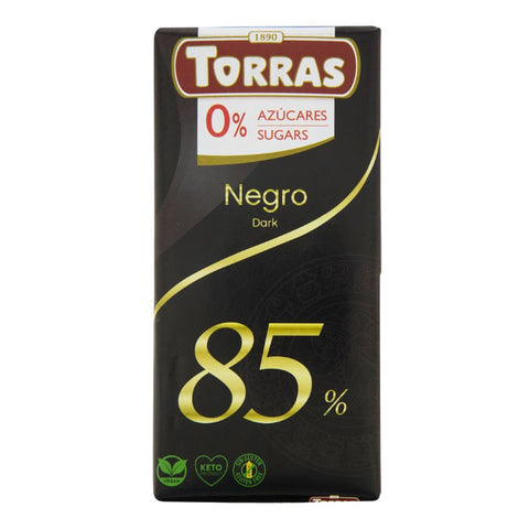Torras- Tablette Noir 85% sans sucres ajoutés 75 g - Délices Low Carb