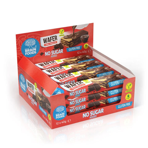 Brain Foods - Gaufrette double chocolat sans gluten & sans sucre 40 g - Délices Low Carb