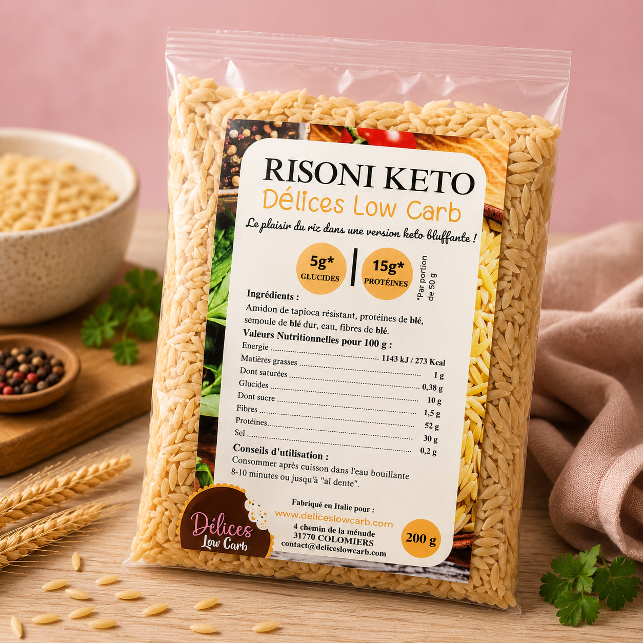 Risoni Keto Délices Low Carb 200 g