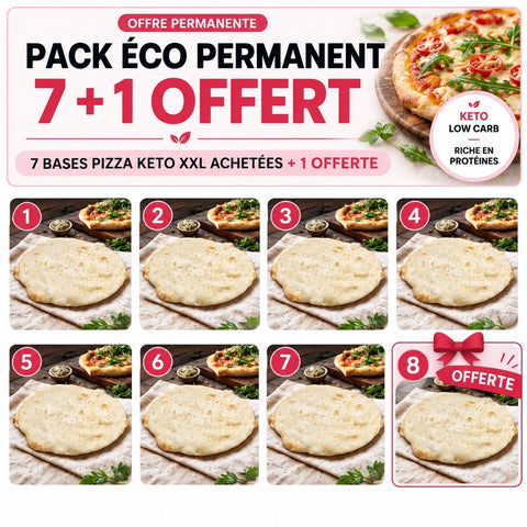PACK ÉCO PERMANENT - 7 bases à pizza XXL + 1 offerte (8 x 190 g)