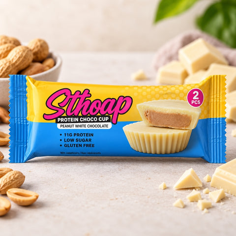 Stroap - Protein Choco Cup chocolat blanc & cacahuète 42 g (2 coupelles)