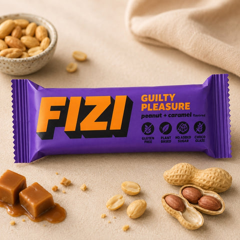 FIZI - Barre chocolatée vegan Cacahuète & Caramel, 45 g