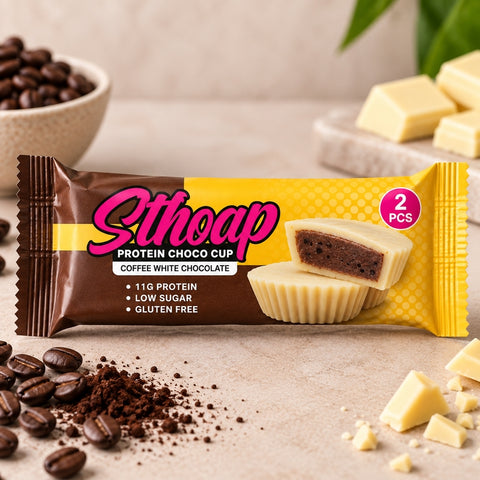 Stroap - Protein Choco Cup café & chocolat blanc 42 g (2 coupelles)