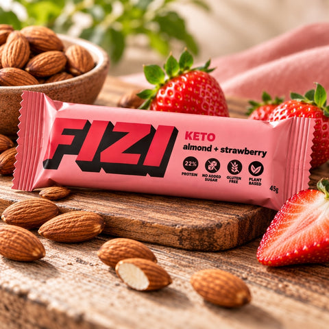 FIZI - Barre protéinée keto Amande & Fraise, 45 g