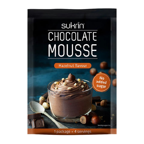 Sukrin, Mousse au chocolat noisette sans sucres ajoutés 83 g (1 sachet : 4 mousses) - Délices Low Carb