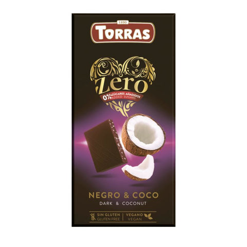 Torras- Tablette Noir Coco sans sucres ajoutés 125 g - Délices Low Carb